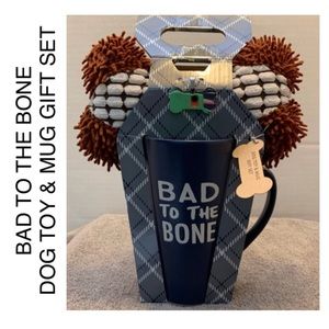 🍭 BAD TO THE BONE Gift Mug & Dog Toy NWT